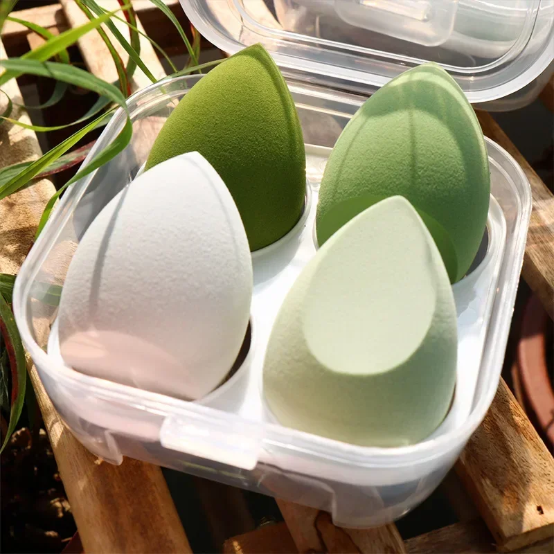 4 Stuks Make-Up Spons Cosmetische Bladerdeeg Droog En Nat Gecombineerd Cosmetisch Ei Vrouwen Foundation Poederdons Bevel Cut Make-Up Sponzen Bladerdeeg