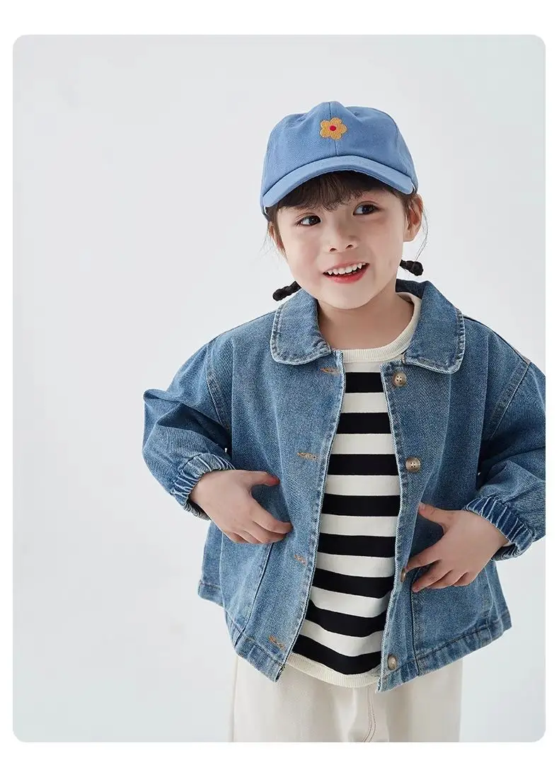 Boy Outerwear Pocket Coat Jacket Turn Down Collar Single Breasted Solid Cotton New Fashion Simple Cute Cool Spring Autumn Girls