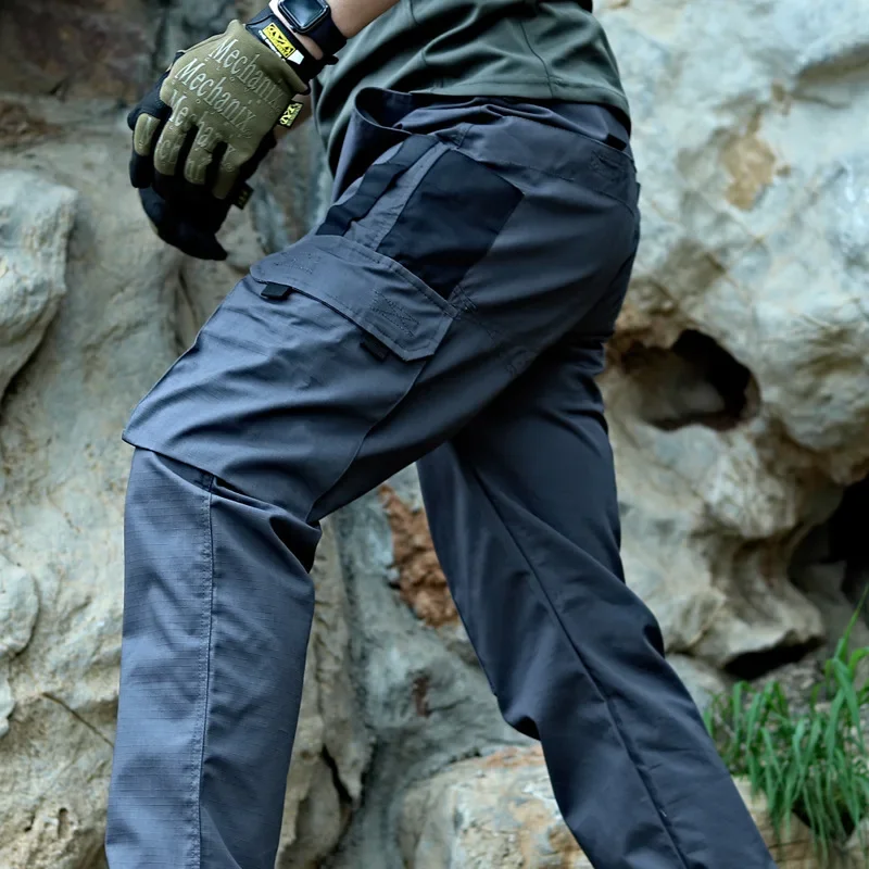 Men's spring and autumn overalls multi-bag pants spring and autumn waterproof and tear-resistant combat pants