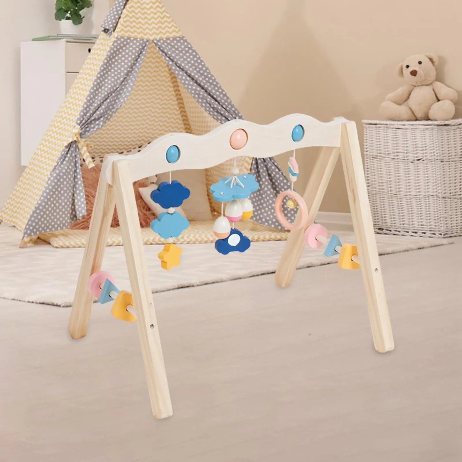 Play Gym Frame Wood Play Gym Baby Toy Wooden Stand for Gift Girl and Boys