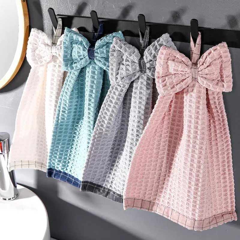 Small Waffle Hand Towels Kitchen Strong Absorbent Rag Bathroom Hotel Restaurant Kindergarten Face Towel Kitchen Supplies