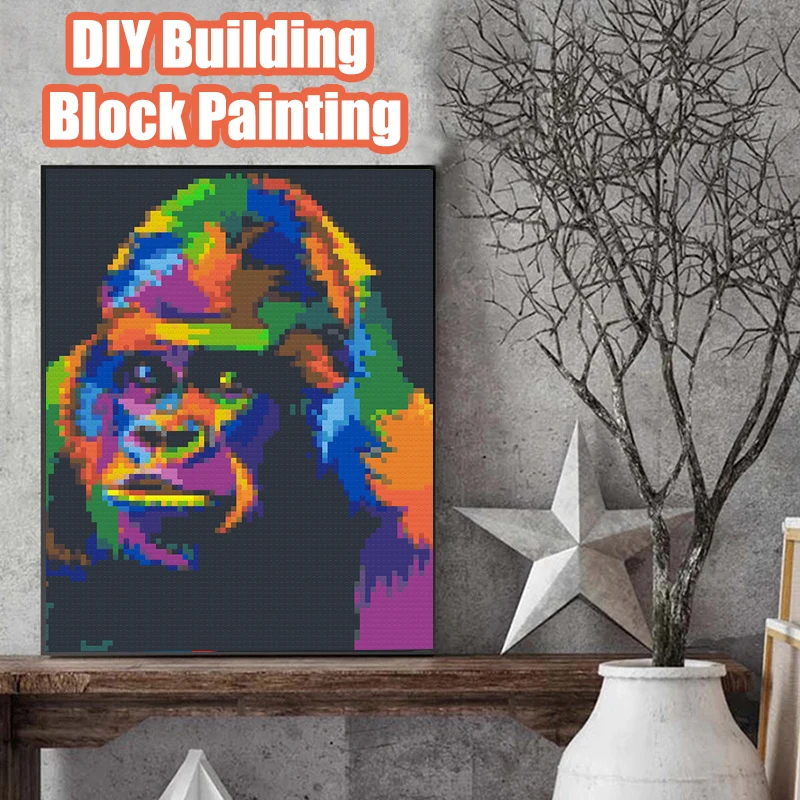 

Gorilla Animals Photo Custom DIY 7200PCS Mosaic Painting Pixel Art Building Block Private Design Scenery Wall Ideas Decoration