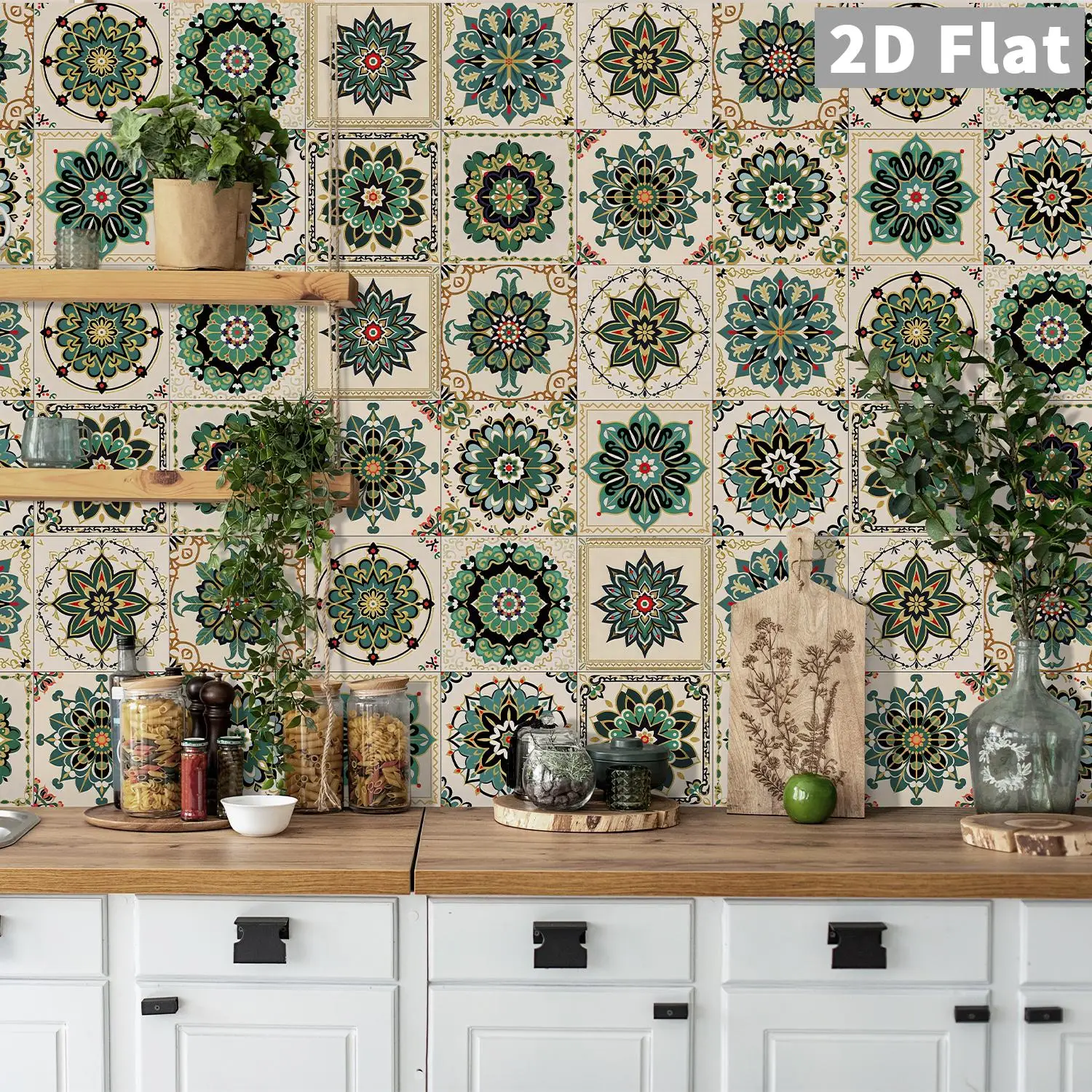 Retro-Mandala-Muster Wandaufkleber, Selbstklebend und Hitzebeständig, für Wohnzimmer, Schlafzimmer und Heimdekoration – Detail 7