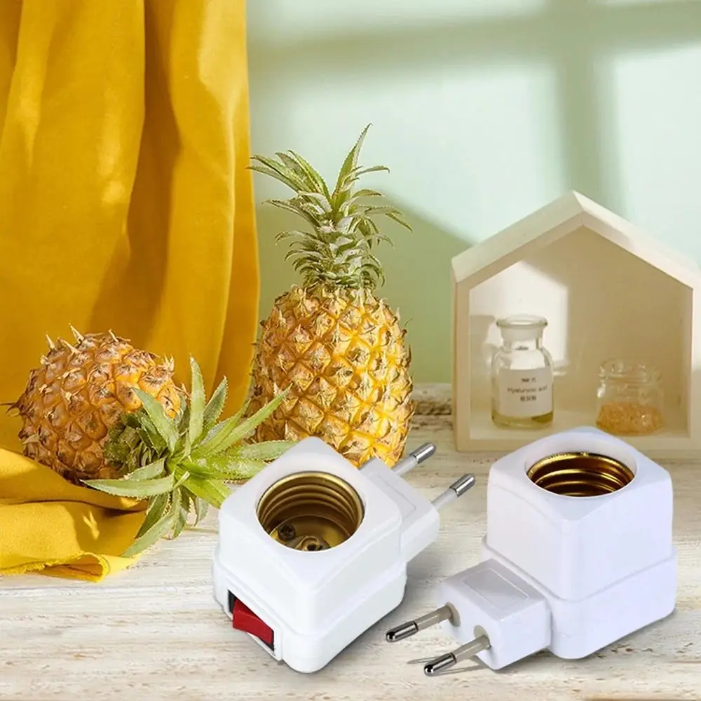 1/2Pcs Plug Lamp Holder Bulb Socket EU Plug Adapter Integrated With On/Off Switch Lamp Base Spiral Pattern 220V