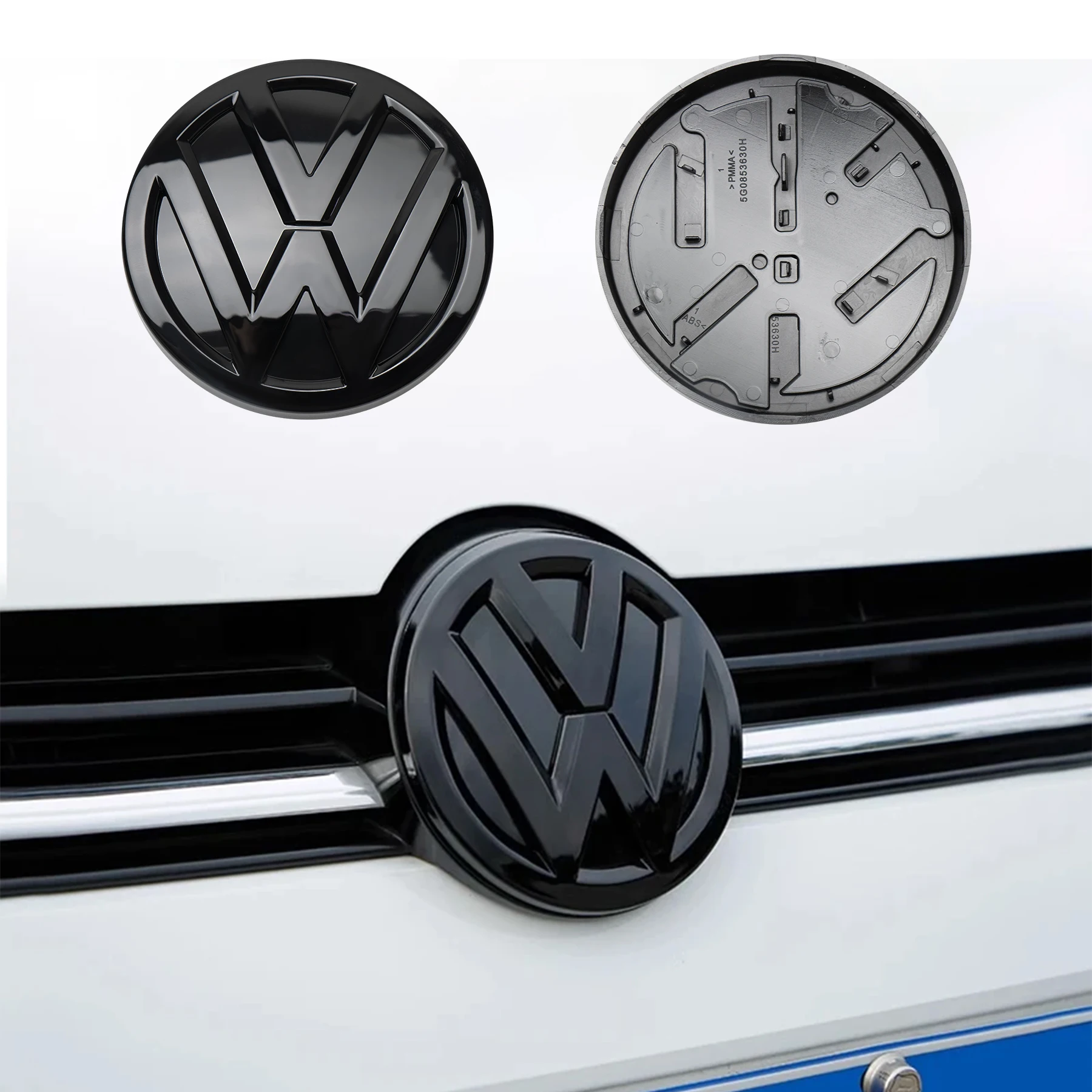 A set Car Front Grill/Rear Trunk Emblem Lid Covers Logo Replacement version For Volkswagen VW GOLF 7 (MK7) 2014-2017 GTI Tiguan