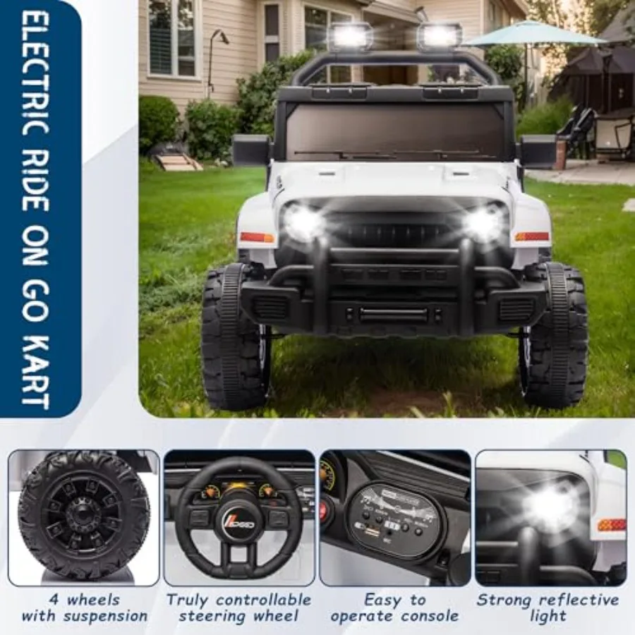 Ride on Truck Car Veicoli elettrici da 12 V con controllo dei genitori Ride on Toys per i più piccoli con musica Bluetooth a quattro ruote Suspensi