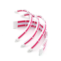 Angitu Bend PSU Extension Cable Kit 1x24Pin,1xCPU/AT 8Pin(4+4P), 2xGPU 8(6+2)Pin PCIE 180Degree Inner Curve 20cm 30cm
