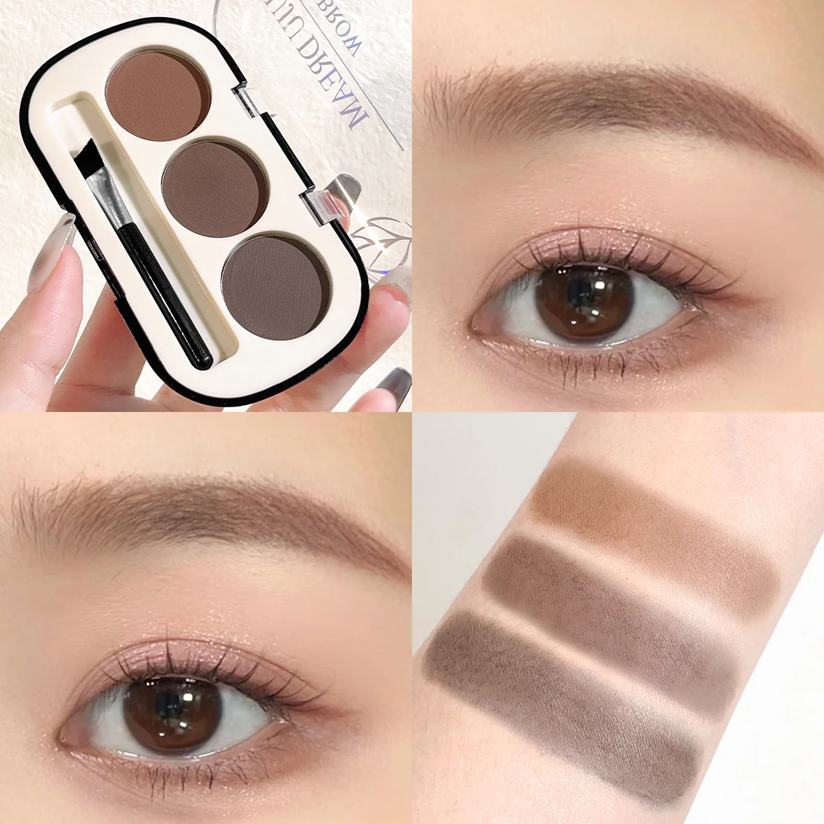 Three-color eyebrow powder pan eyebrow cream lasting waterproof and sweat-proof beginner eyebrow powder female