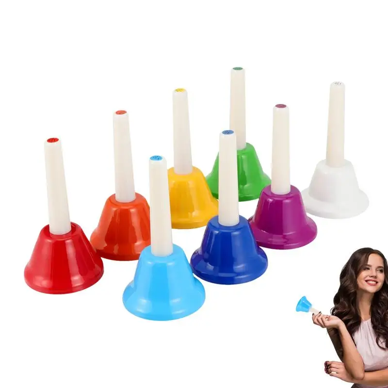 

Hand Bells For Adults Colorful Metal Hand Call Bell With 8 Note Clear Sound Portable Musical Instrument With Handle Efficient