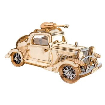 Robotime-vintage carro de madeira kits, 3d quebra-cabeças, kits modelo diy, amante coleção, melhor presente para 14 +