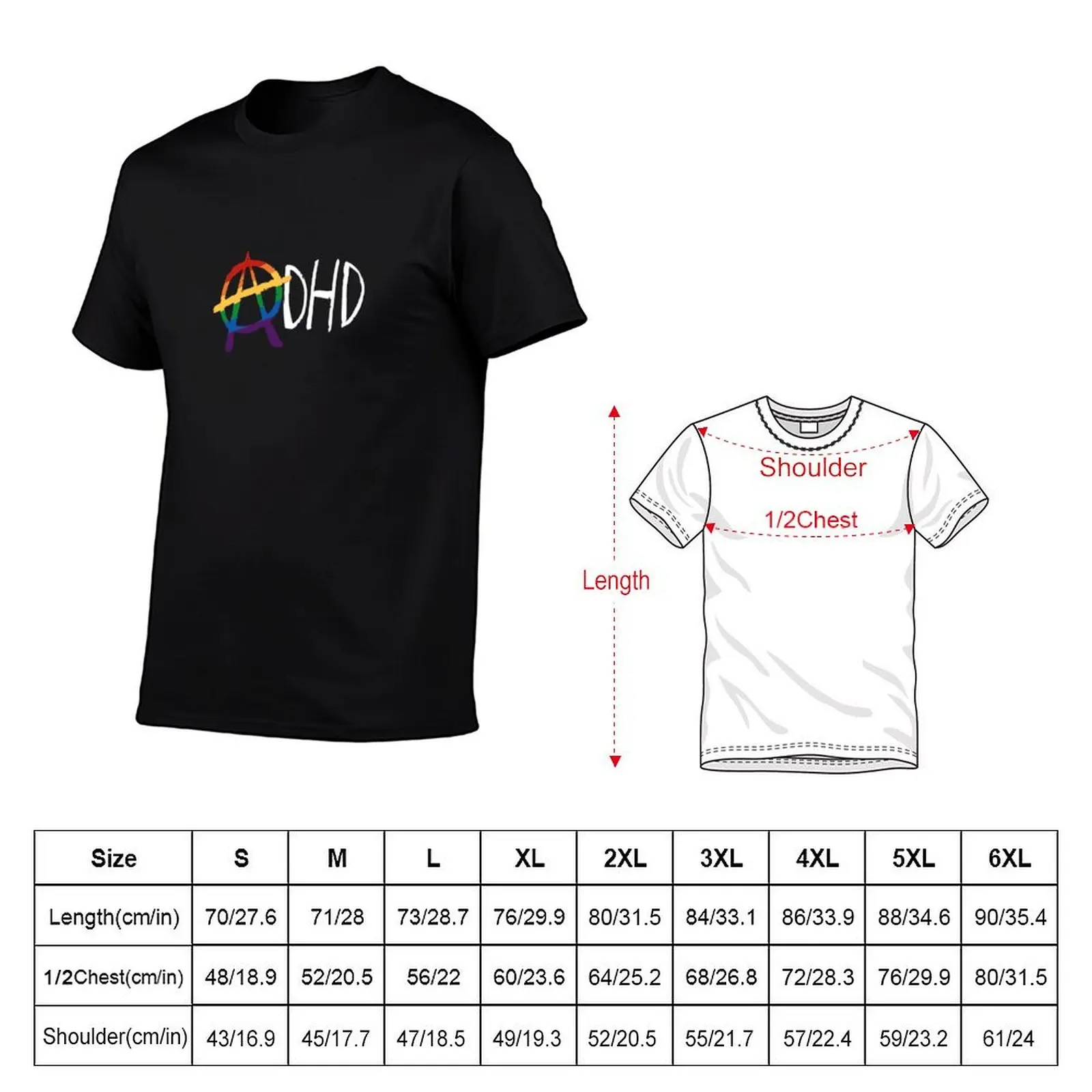 Rainbow New ADHD Punk T-Shirt t shirt for man man t shirt designer man t shirts graphic T-Shirt