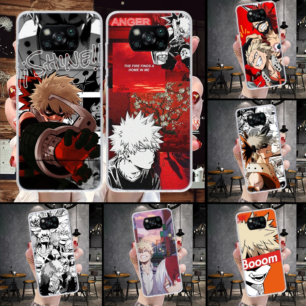 My Hero MHA Bakugou Katsuki Phone Case For Xiaomi Poco X6 X5 X4 X3 Nfc F6 F5 Pro F4 F3 M5S M5 M4 M3 M2 F2 F1 Cover Coque Shell X