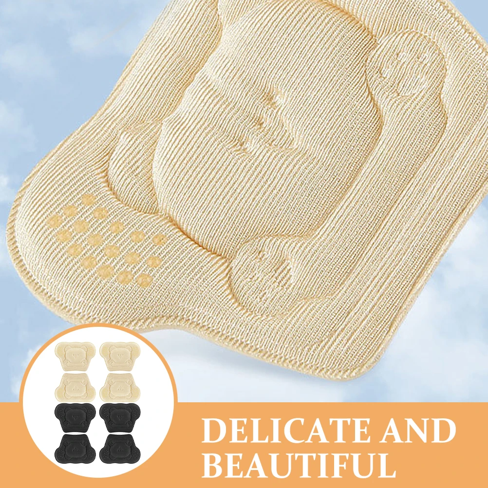 

4 Pairs Cartoon Bear Heel Pads for Shoes High Heels Black Thin Beige Thin Heel Protectors Cushions Anti for shoes