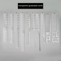 Peine para el cabello con escala láser transparente, peine profesional de peluquería, cepillos para el cabello, herramientas de estilismo para corte de pelo, peine de peluquero, 1 ud.