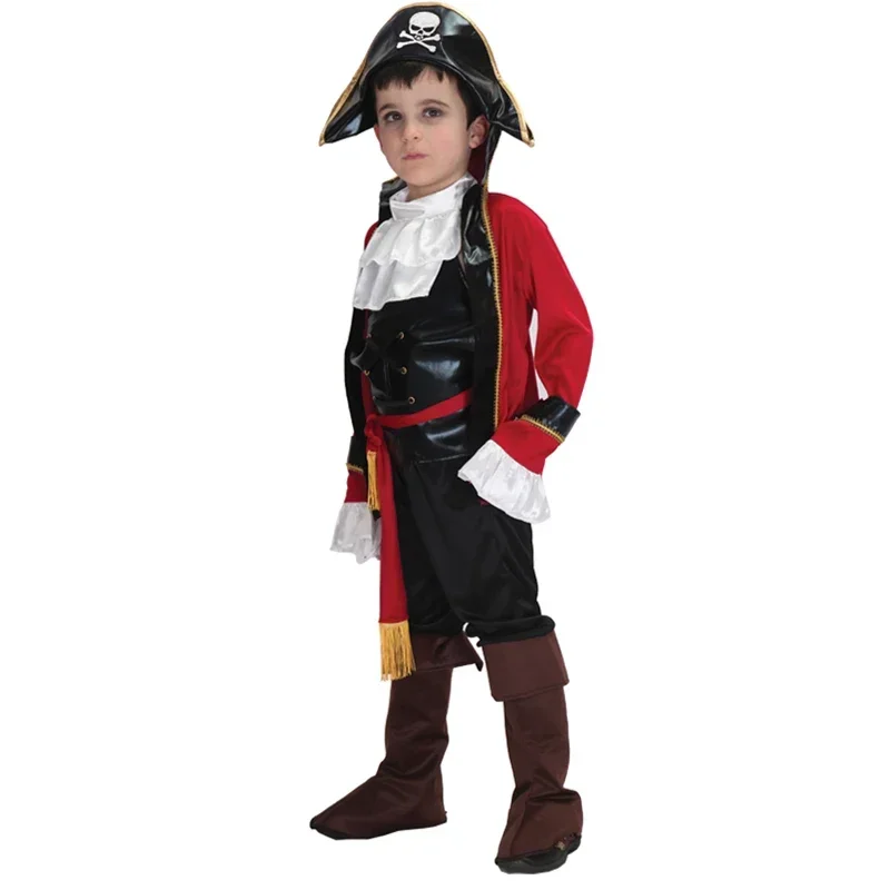 Disfraz de pirata para niños, conjunto de capitán Cosplay para Navidad, ropa de pirata sin arma