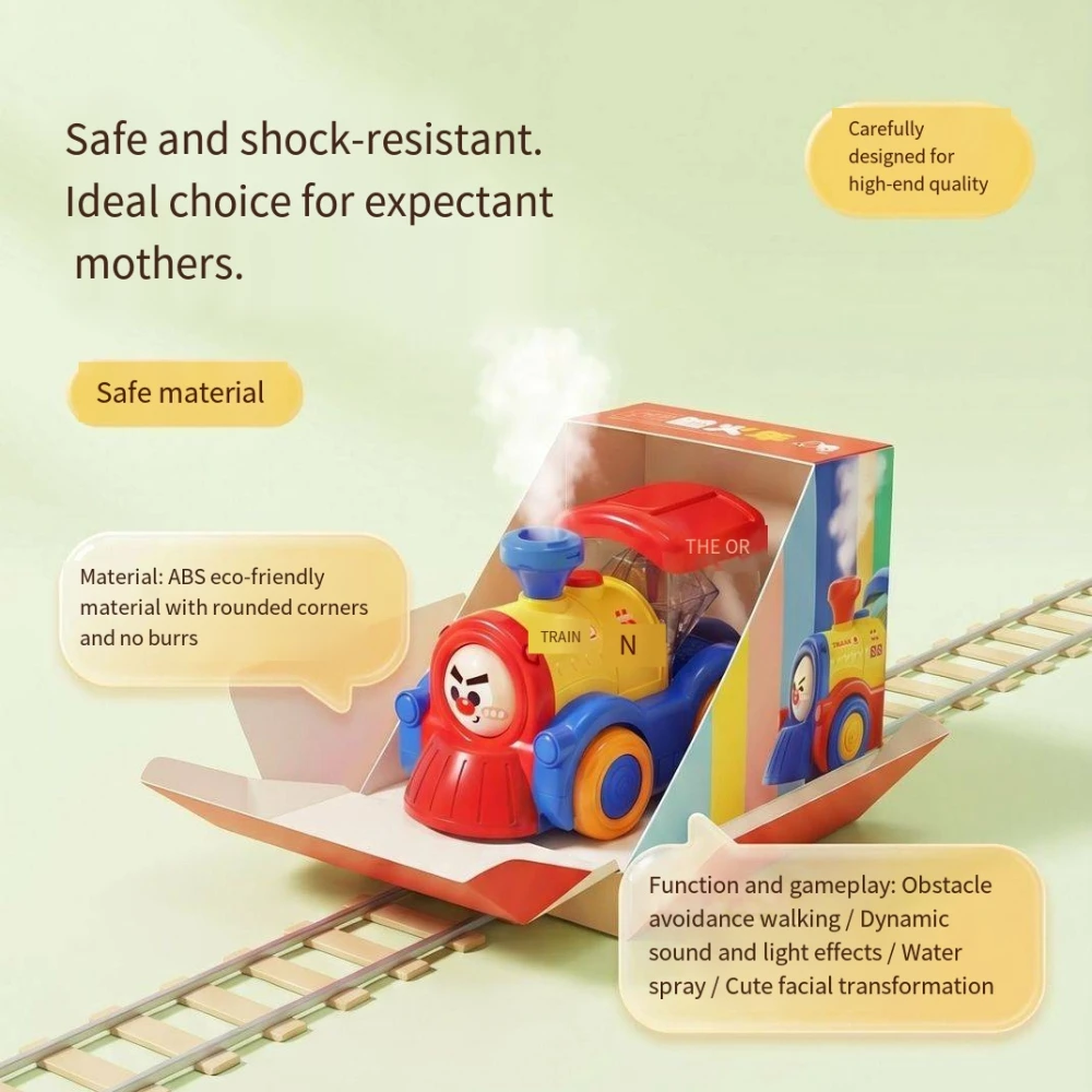 Face Changing Spray Train Toy Electric Mist Light Music Educational Car Birthday Festival Gift for Indoor Play