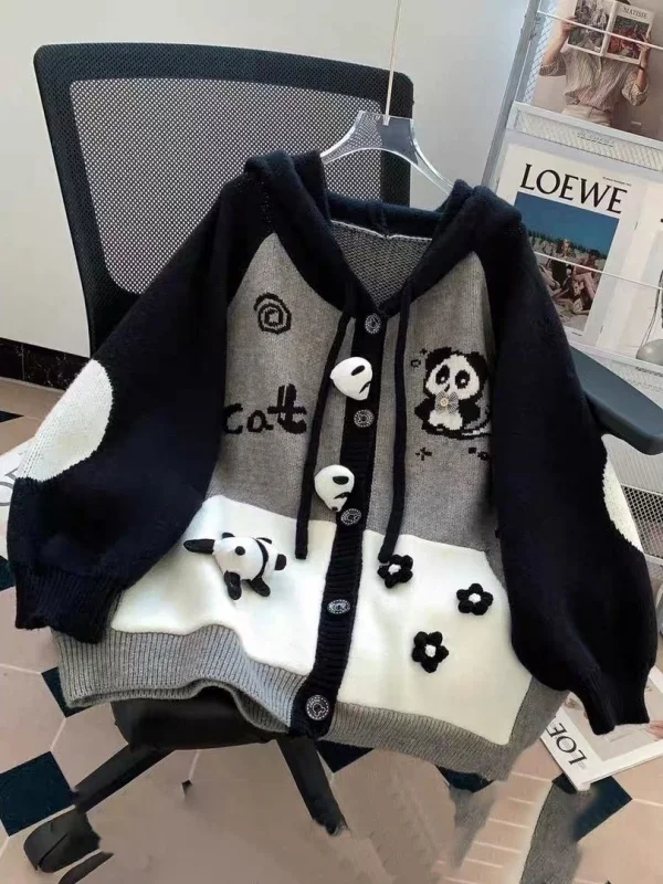 

Large Size 300 Pou Cartoon Cute Panda Hoodie Knitted Sweater Men Women Spring Autumn Winter Lazy Sle Open Cardigan Sweat...