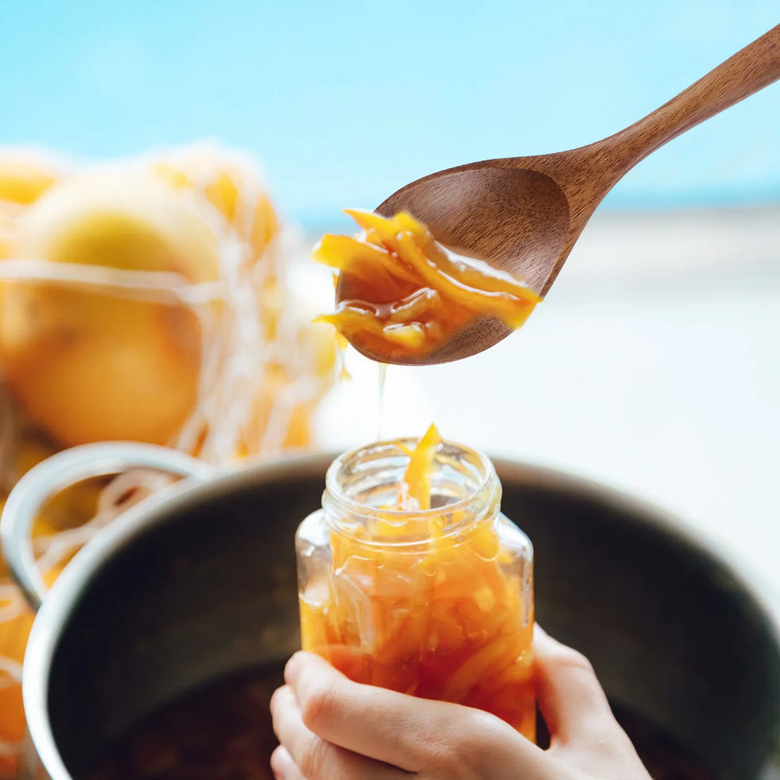 

6Pcs Honey Spoons Japanese Style Wood Stirring Spoons Kitchen Tool Honey Mixing Spoon Coffee Stirring Scoop Wooden Ladle Serving