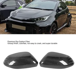 2PCS Side Rearview Mirror Cover Real Carbon Fiber Left Right Glossy Replacement For Toyota Corolla Yaris GR