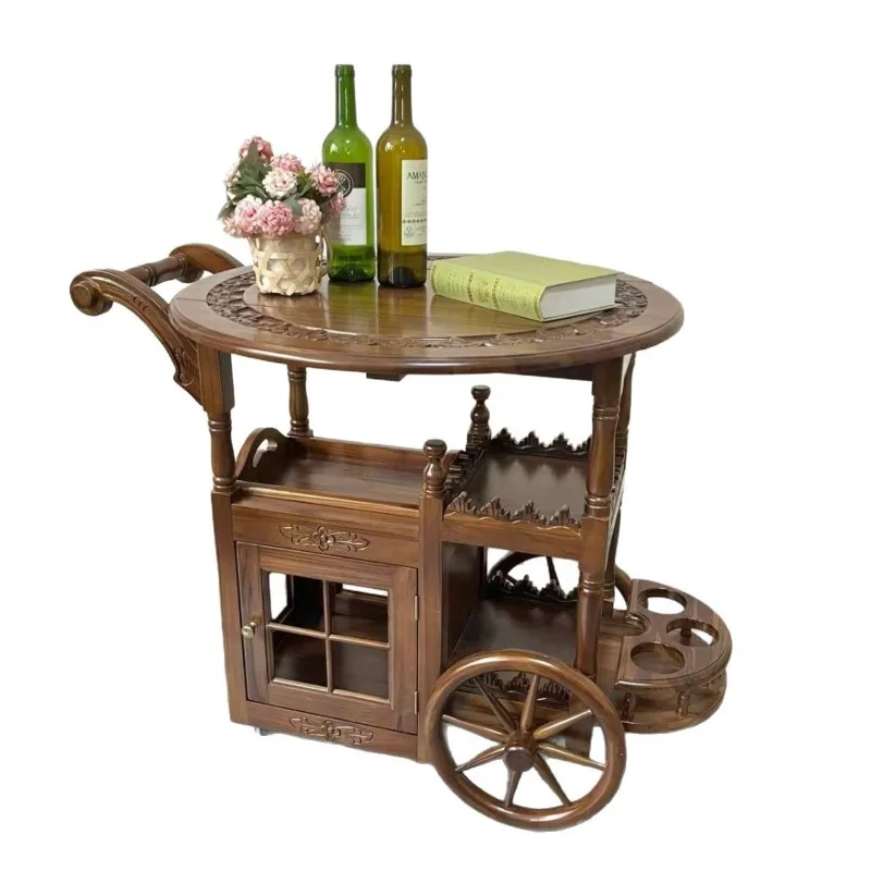 French antique removable small side table American retro cart coffee table