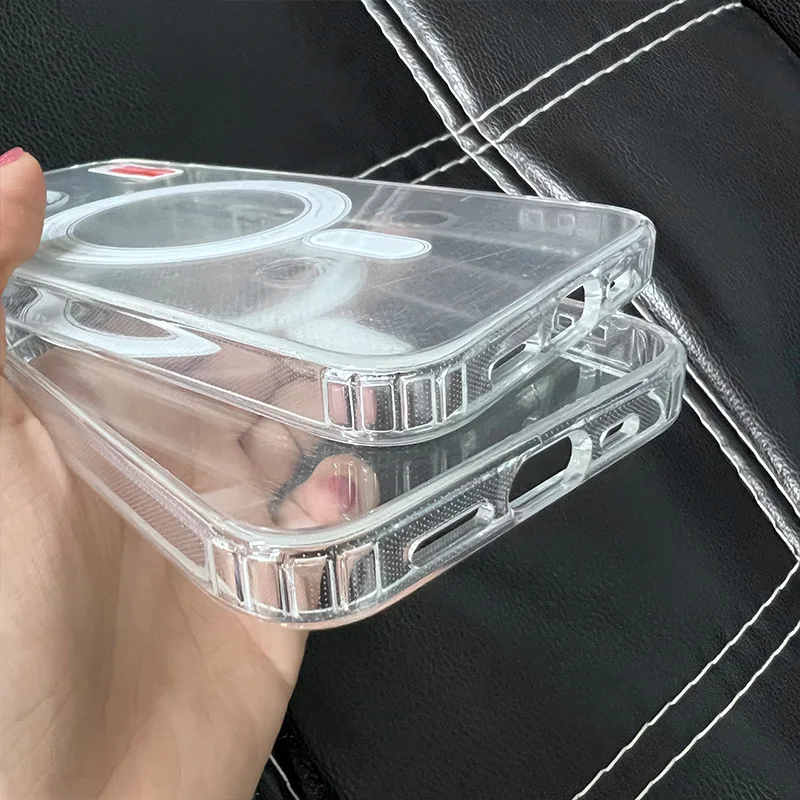 Luxury Transparet Magsafe Wireless Charging Case For iPhone16 15 14 13 12 11 Pro Max Plus Mini Magnetic Transparent Bumper Cover image 4