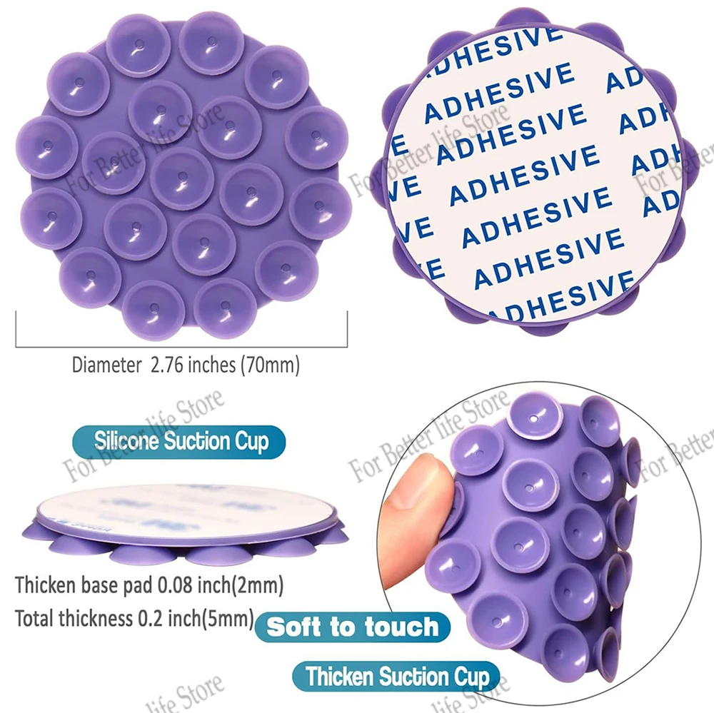 3 buah cangkir isap dudukan dinding alas hisap silikon multifungsi tempat ponsel persegi antiselip satu sisi dudukan casing kulit
