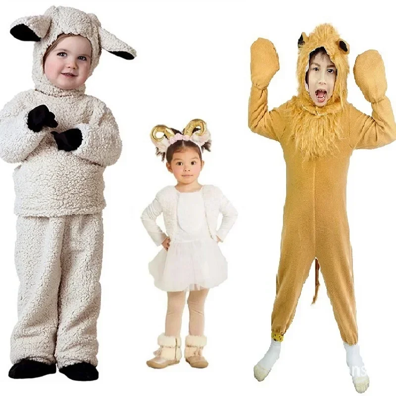 Kids Animal Costume Simba Lion Toddler Lamb Sheep  Halloween Cosplay Cute Bear Dinosaur Snail Costumes  Child Party Wear