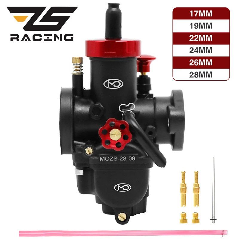 ZS Racing PE17/19/22/24/26/28mm Flange Carburetor Fit 100cc 125cc 250cc Dirt Pit Bike SSR TTR KYMCO SYM TAOTAO GY6 Scooter Moped