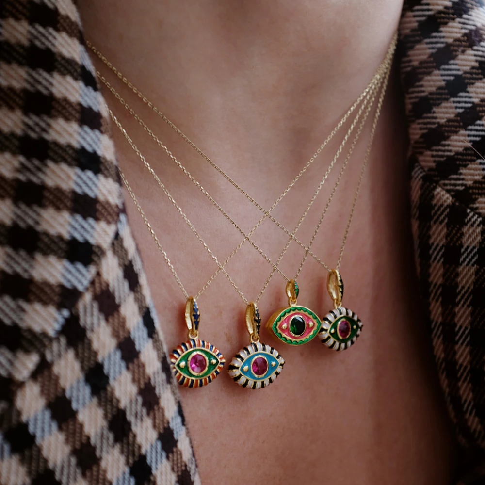 Vintage Emaille Farbige Evil Eye Anhänger Halskette Bunte Kristall Augen Choker Halsketten Weibliche Türkei Schmuck Geschenke