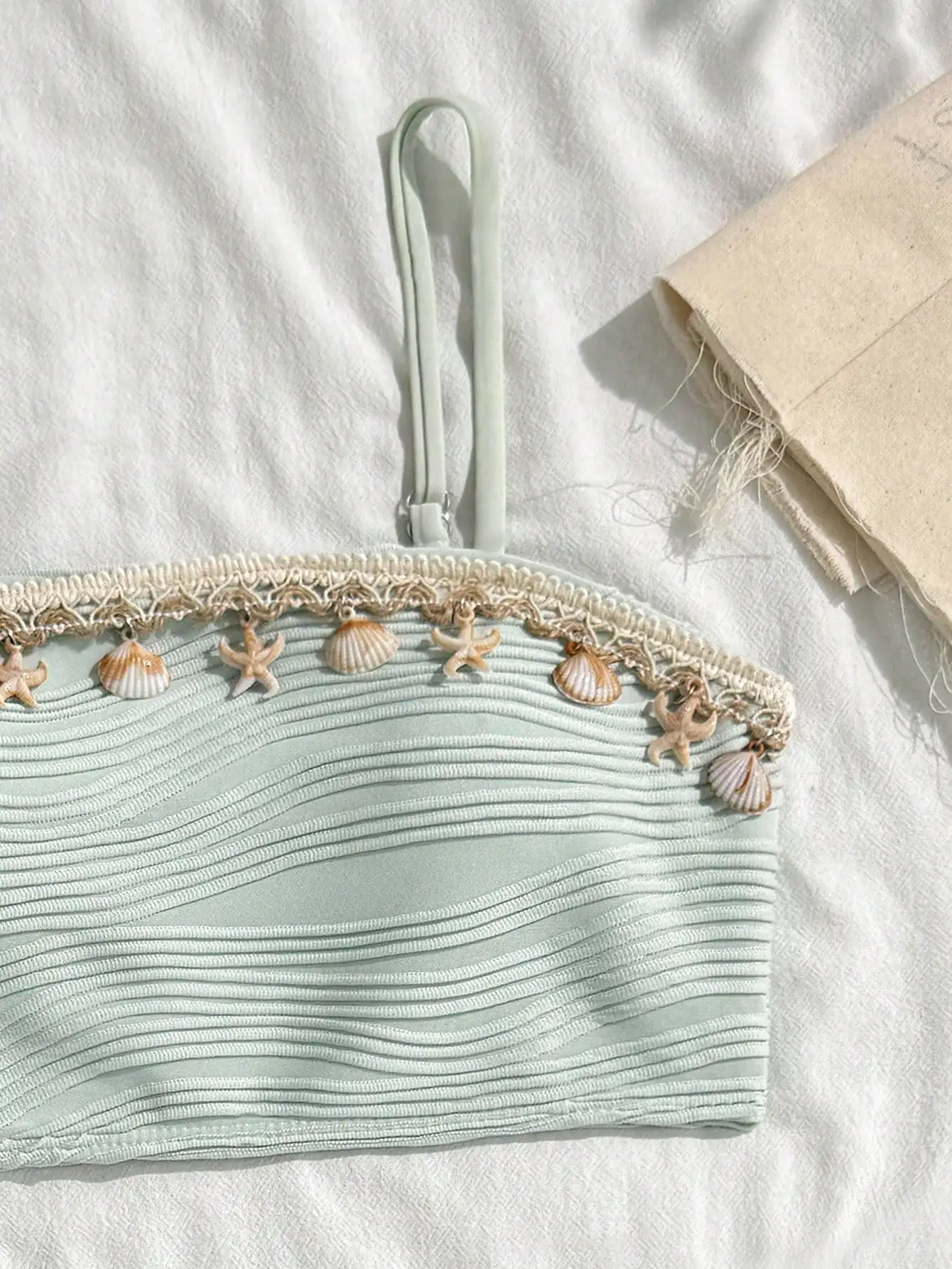 

Mint Green Beach Bikini Set With Shell And Starfish Embellishment
