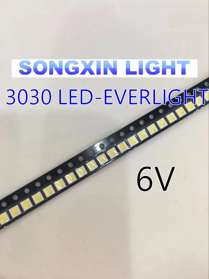 1000PCS 1-2W 3030 Cool white  EVERLIGHT LED 3030 125-150LM LCD Backlight for TV High Power 6v led Backlight TV Application