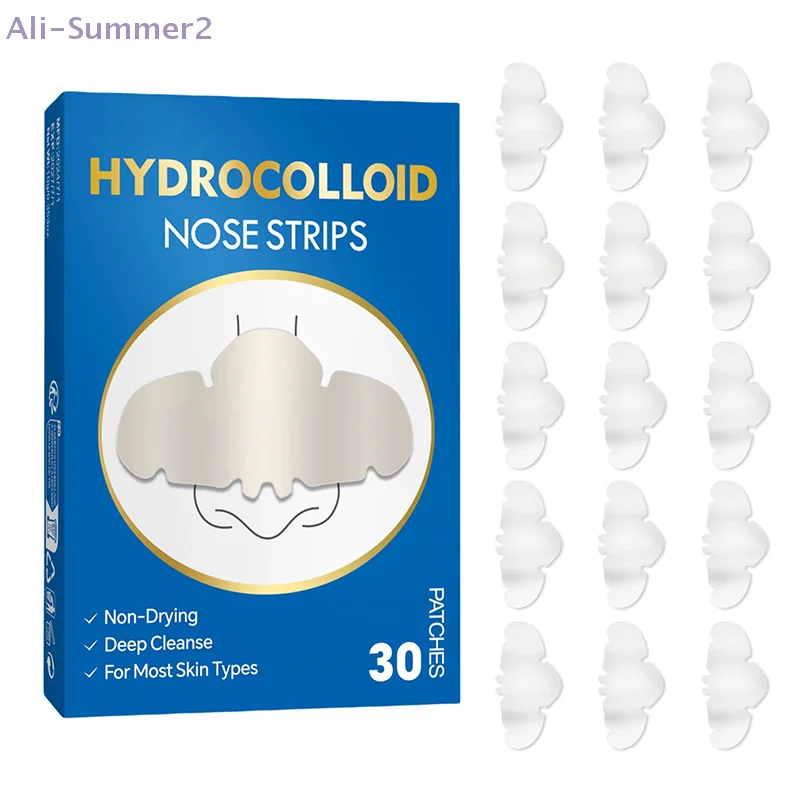 {Summer2} {Summer2} 30 قطعة من رقع الأنف الغروانية المائية لإزالة الرؤوس السوداء شرائط المسام للتنظيف العميق للوجه والأنف والمسام