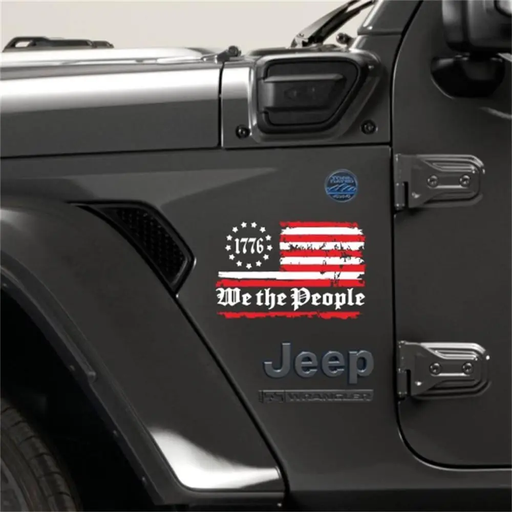 1PC 1776 We The People American Flag Decal Distressed American Flag Sticker Patriotic Flag Decal Vinyl Bumper Sticker