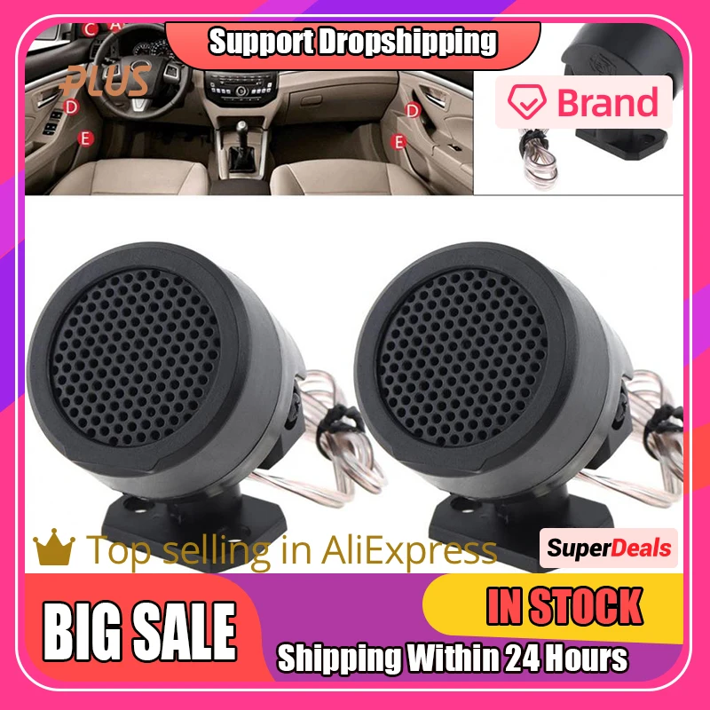 1Pair 12V Tweeter Speakers 500W Pre-wired Dome Audio System High Quality Super Loud For Auto Car Wear Resistant And Durable