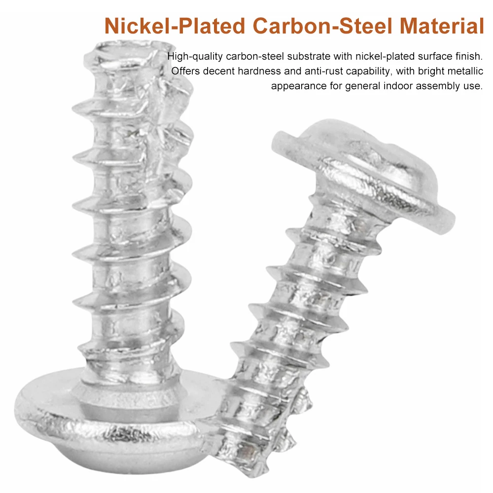 Nickel Plated Cross Pan Washer Head Cutting Tail Tapping Screw M2.3 M2.6 M3 M3.5 M4 M5 Round Head Tapping Screw with Washer