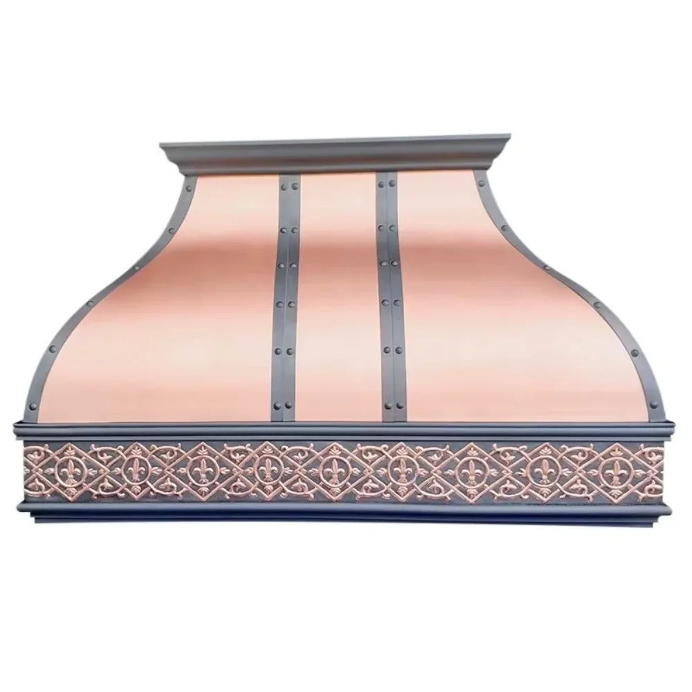 Yang cozinha cobre forno capa feita à mão exaustor de cobre clássico martelado design barroco capa