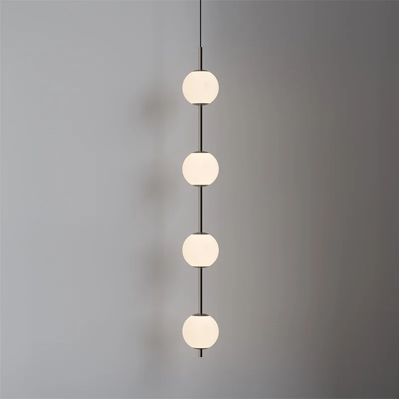 

French glass ball pearl lamp creative bedroom bedside entrance decorative cream wind long chandelier