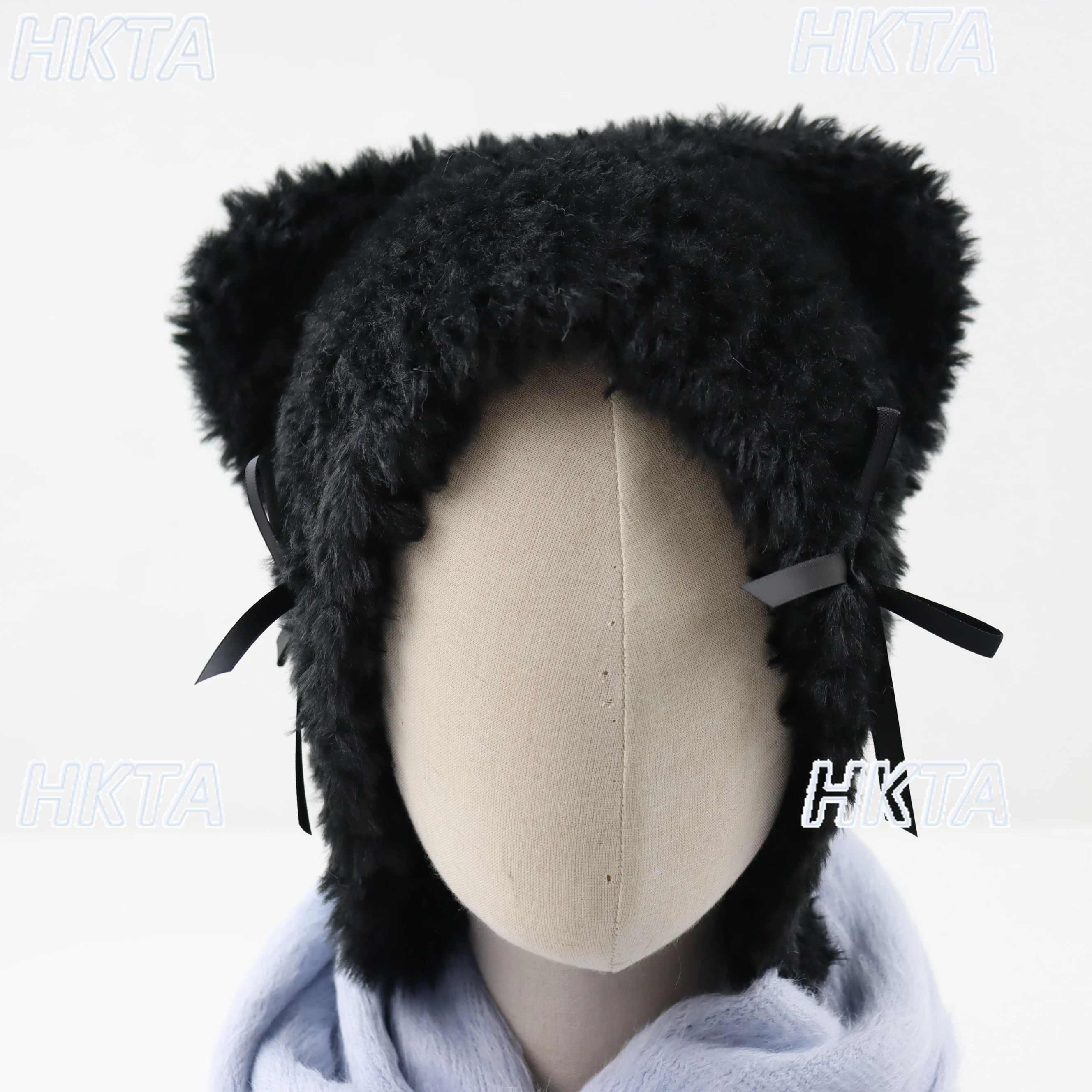 Japanese Style Hat Cat Ears Solid Color Cute Girl Lolita Bow Hats Scarves Women 2025 Winter New Warm Plush Scarf Cap Set Female