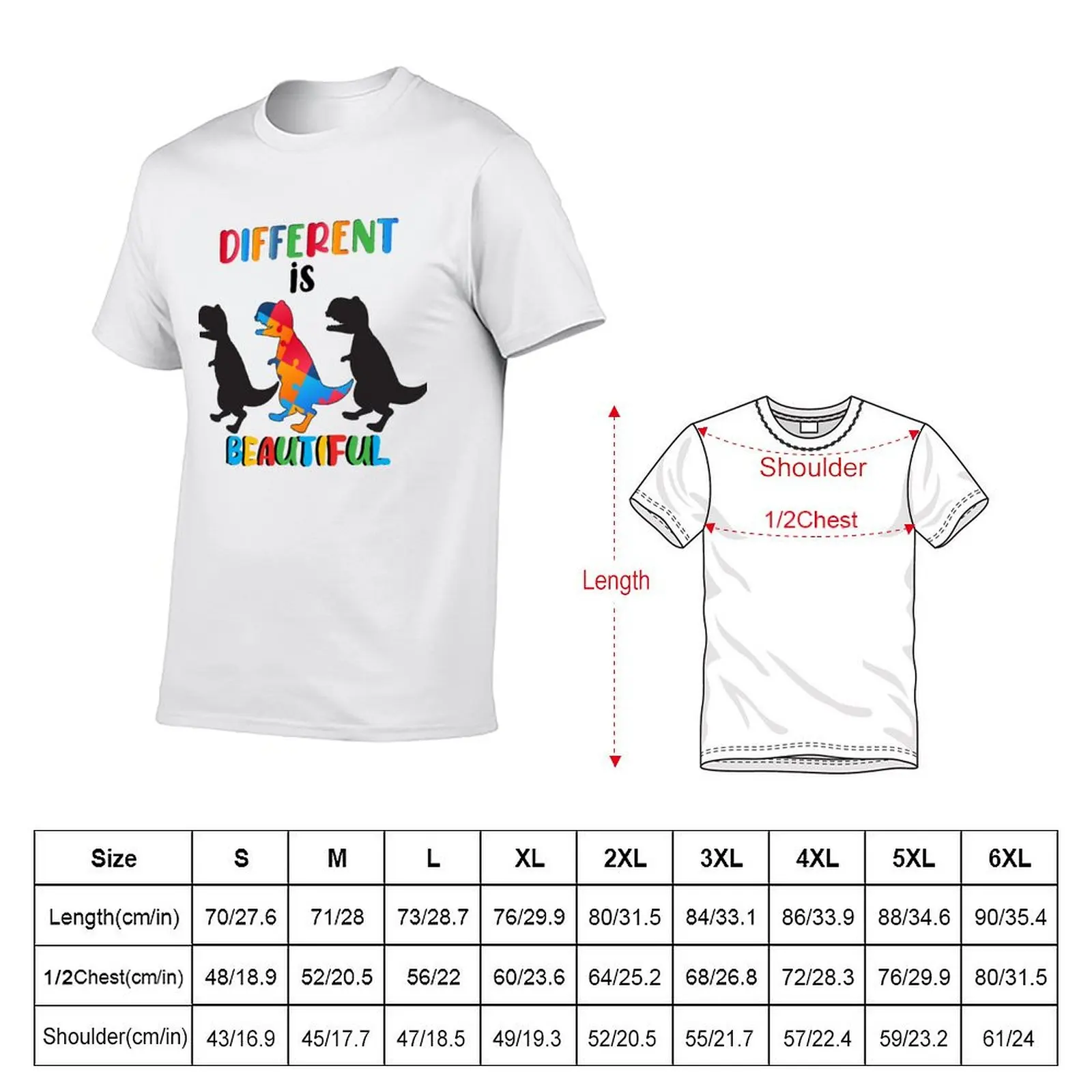 Trendy Dinosaur Autism Different is Beautiful Quote Pride Autism Awareness Month Puzzle Autism Support kids are Awesome  T-Shirt