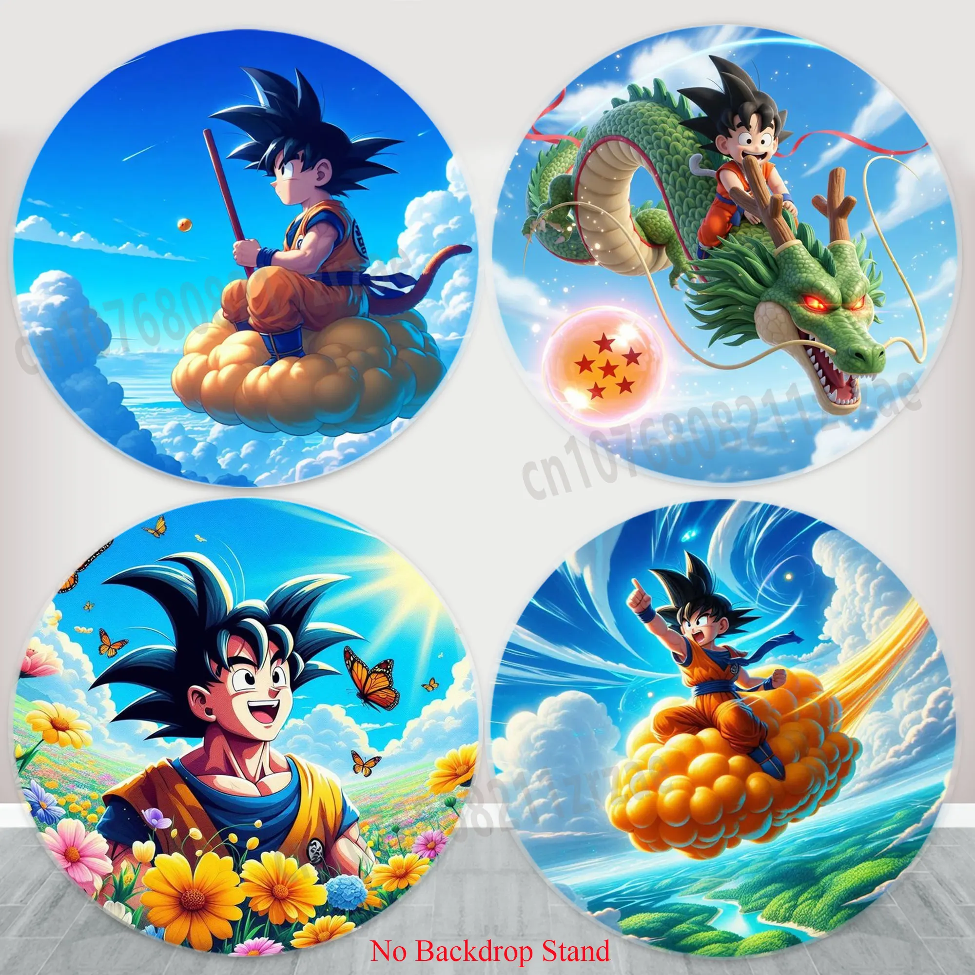 

Dragon Ball Blue Sky Theme Round Backdrop Boys Birthday Party Decor Baby Shower Circle GoKu Banner Photography Background Props