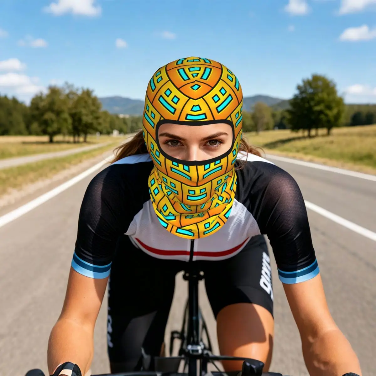 Video Game Geometry Dash Breathable Balaclava Full Face Mask Sun Protection Neck Gaiter For Motorcycle Cycling Fishing Outdoor