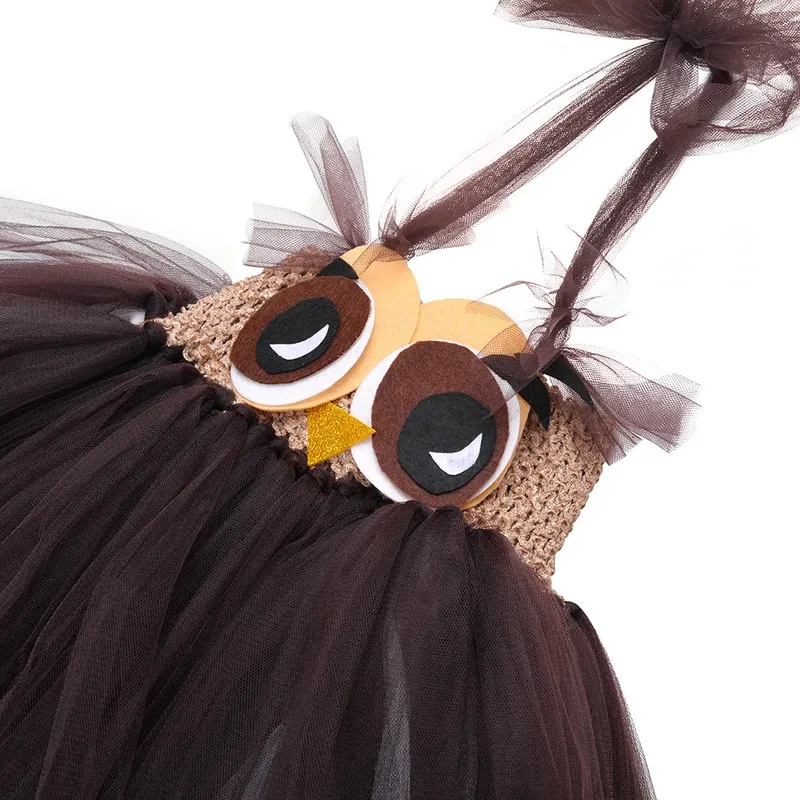 Милое платье-пачка с совой для маленьких девочек, костюмы на день рождения и Хэллоуин, детский рождественский наряд, детская новогодняя одежда с мультяшными животными