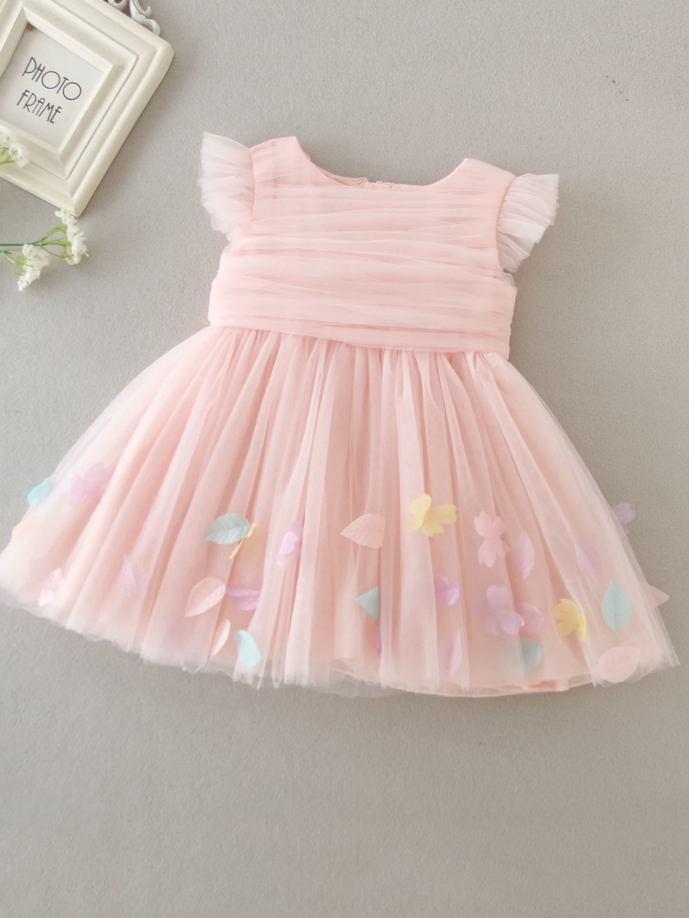 Baby Girls Baptism Christening Infant Pageant Dress Pink Bridesmaid Dress Kids Birthday Clothes