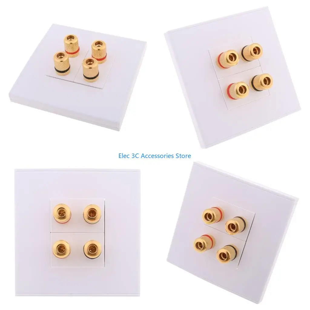 Y51A Speaker Wall Plate Banana 4 Binding Post Coupler Type Plug Wire Wallplate