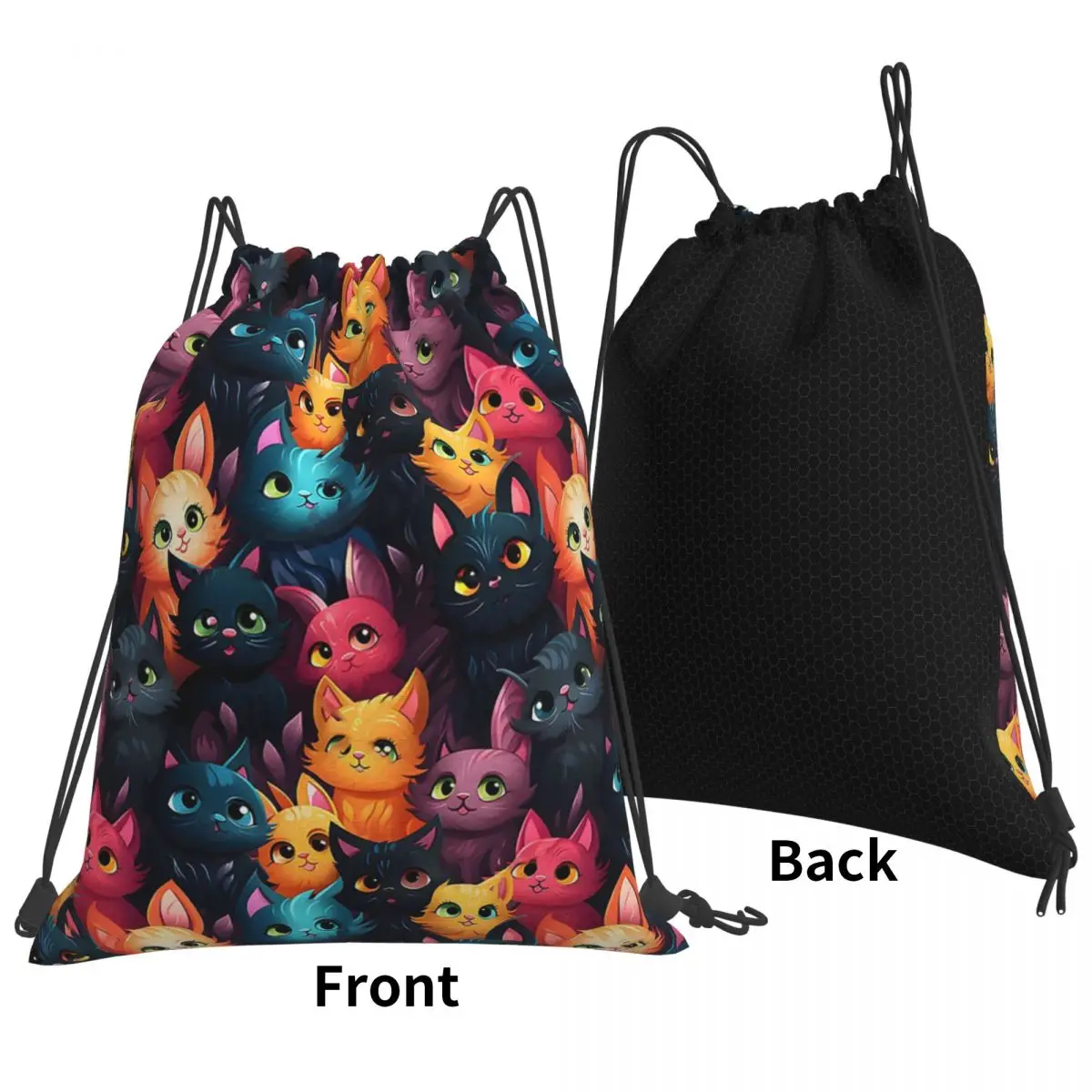 CATS Backpacks Portable Drawstring Bags Drawstring Bundle Pocket Sports Bag Book Bags For Man Woman Students