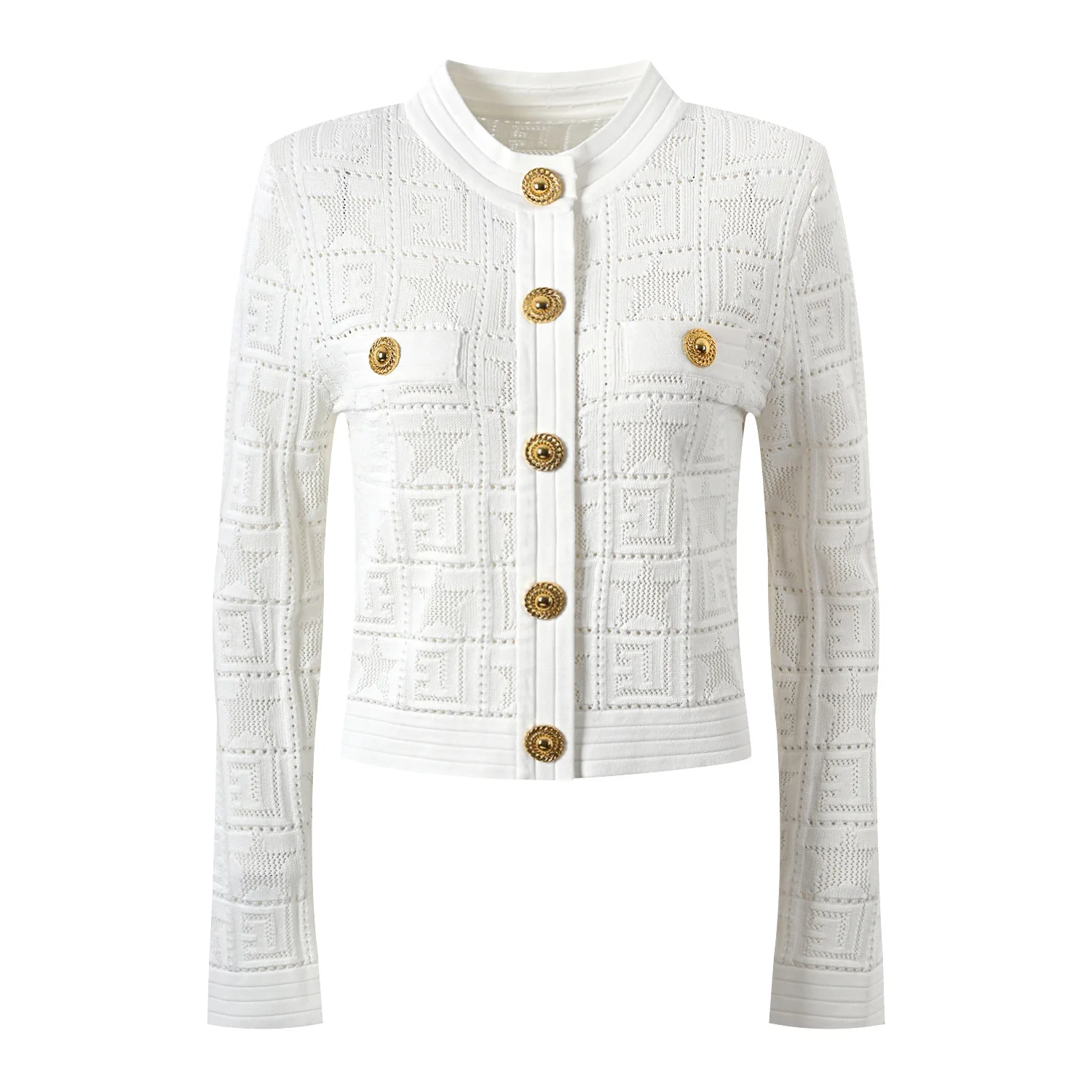 Nuovo Design Primaverile Cardigan Sottile Lavorato a Maglia con Apertura Frontale, Collo Tondo, Bottone Singolo, Sottile, per Casa e Moda Femminile