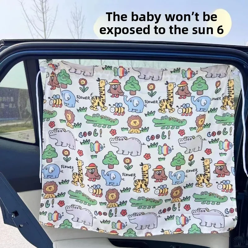 

Suction Cup Curtain in The Car Window Sunshade Cover Cartoon Universal Side Window Sunshade UV Protection for Kid Baby Children