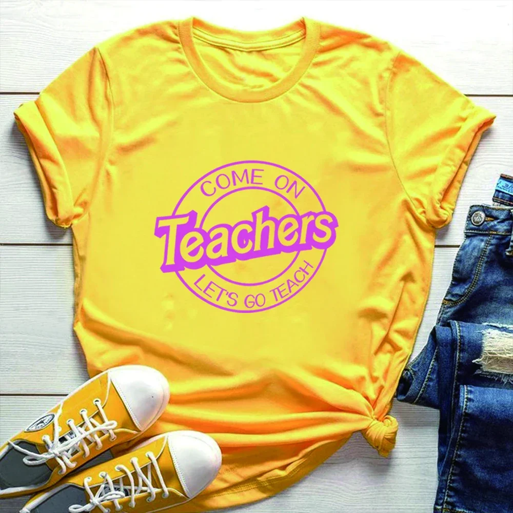 Bar-bie Teacher T Shirt Come on Teachers Let's Go Teach T Shirt  Aesthetic Teacher Tees Back To School Top Trendy Women Clothing