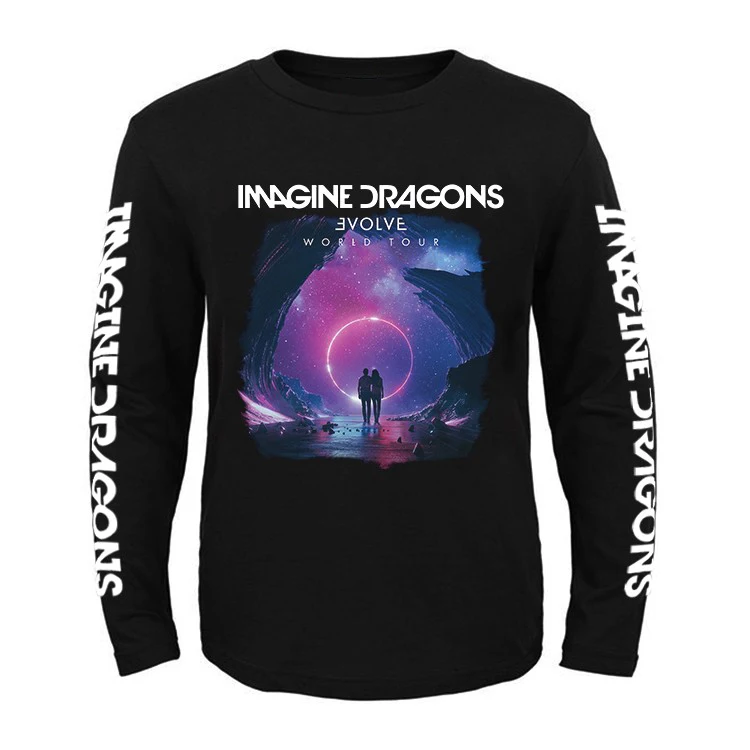 Harajuku Fashion Mens Long Sleeve T Shirt Imagine Dragons T-shirt Rock Band Vintage Streetwear T Shirts Oversized Tee Tops