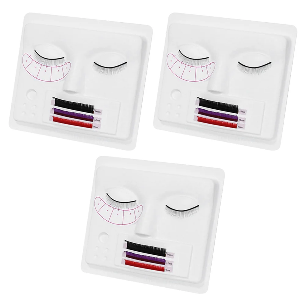 

3Pcs Eyelash Extension Practice Heads Realistic Plastic Face for Beauty Salon Training Eyelash Grafting Supplies